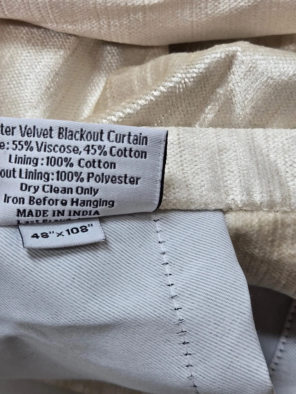 QUINCE Set Of 2 48x108 Luster Velvet True Blackout Curtains Champagne 8929